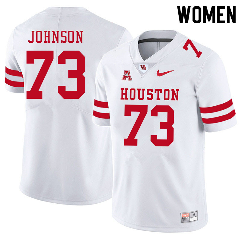 Women #73 Cam'Ron Johnson Houston Cougars College Football Jerseys Sale-White - Click Image to Close
